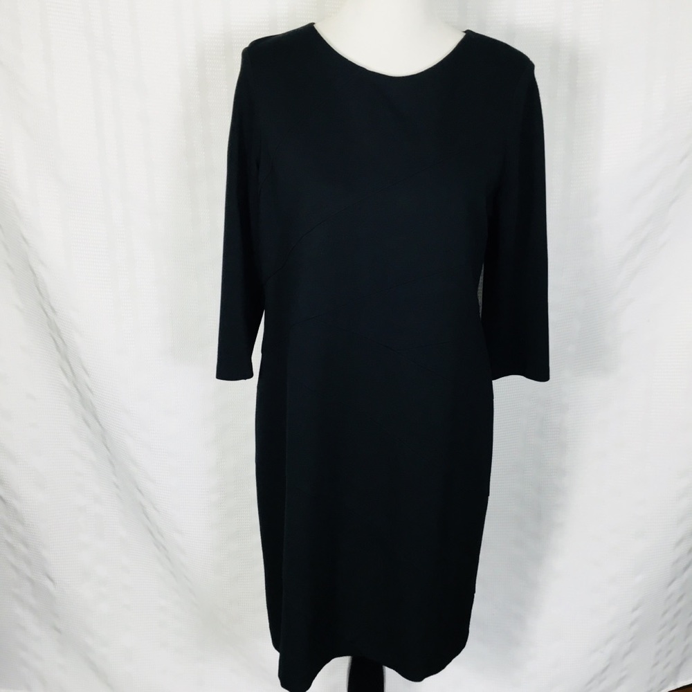 Chico’s Black 3/4 Sleeve Midi‎ Sheath Dress Size1.5